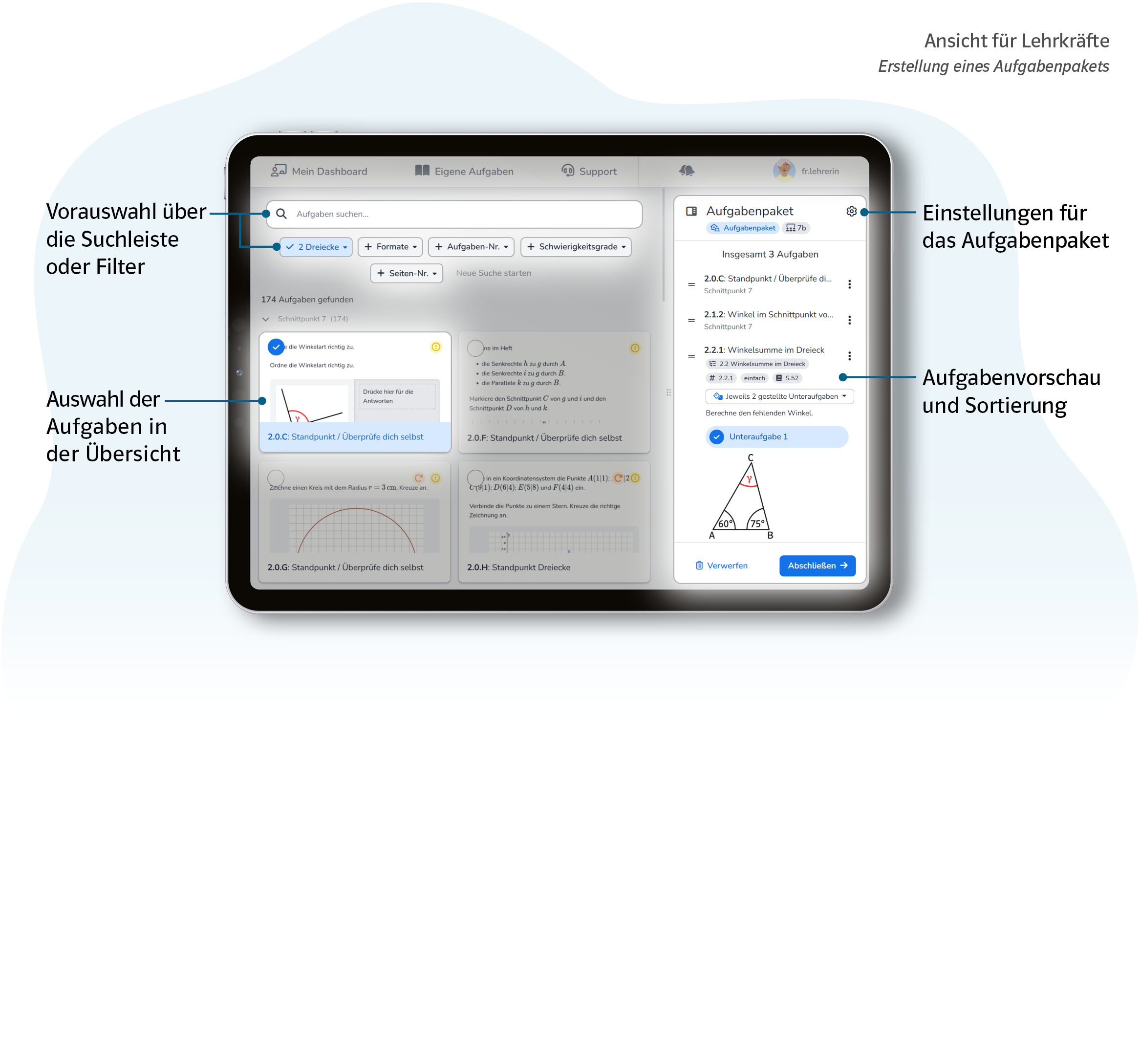 Vorschaubild eines Tablets mit Produktabbildung Studyly Aufgaben wählen