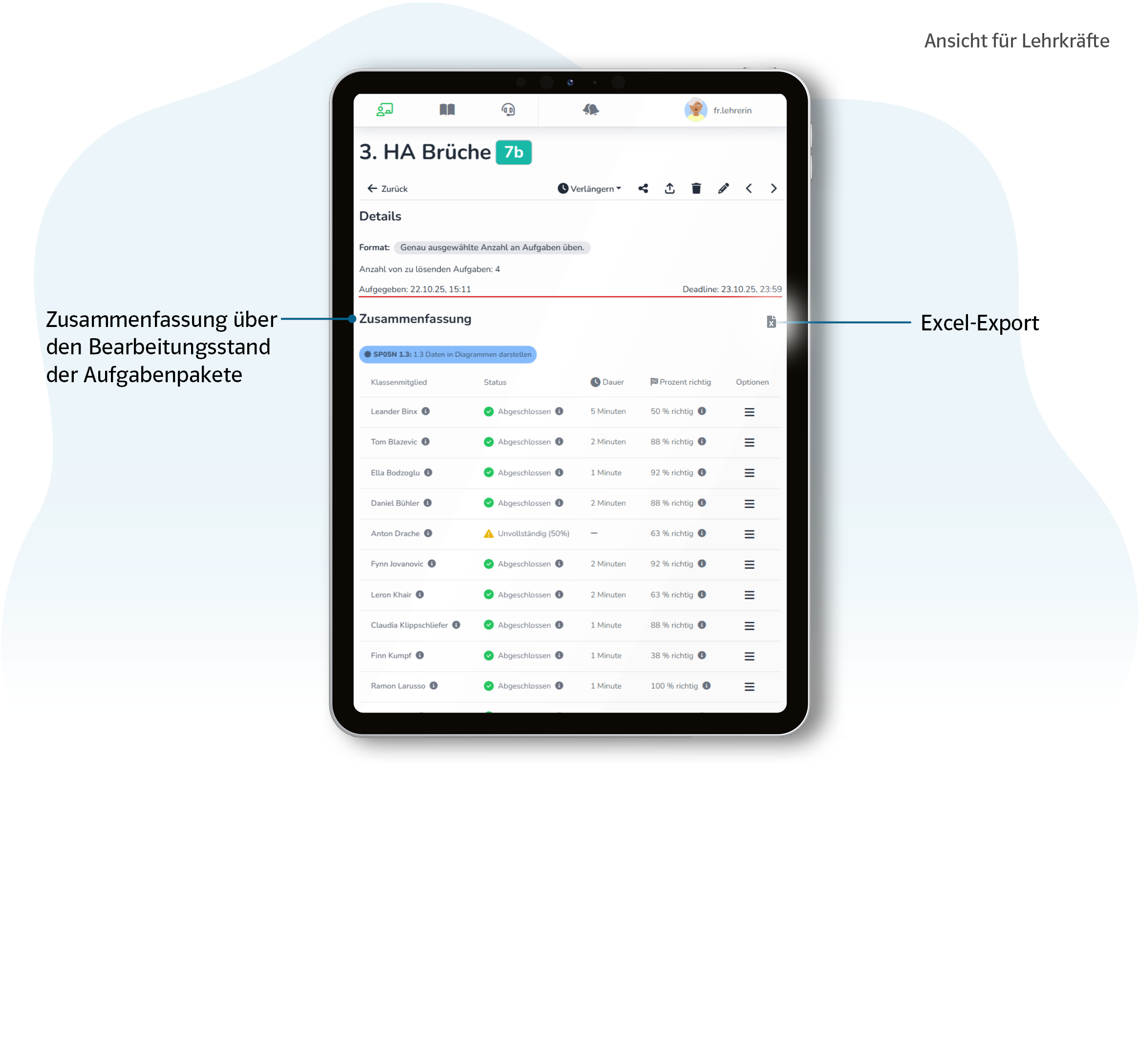 Vorschaubild eines Tablets mit Produktabbildung Studyly Zusammenfassung der Hausaufgabe