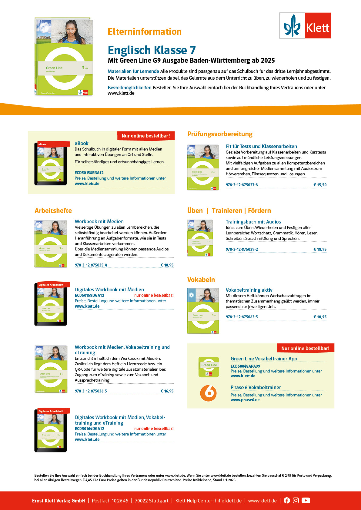Übersicht Produkte von Band 3 von Green Line Baden-Württemberg