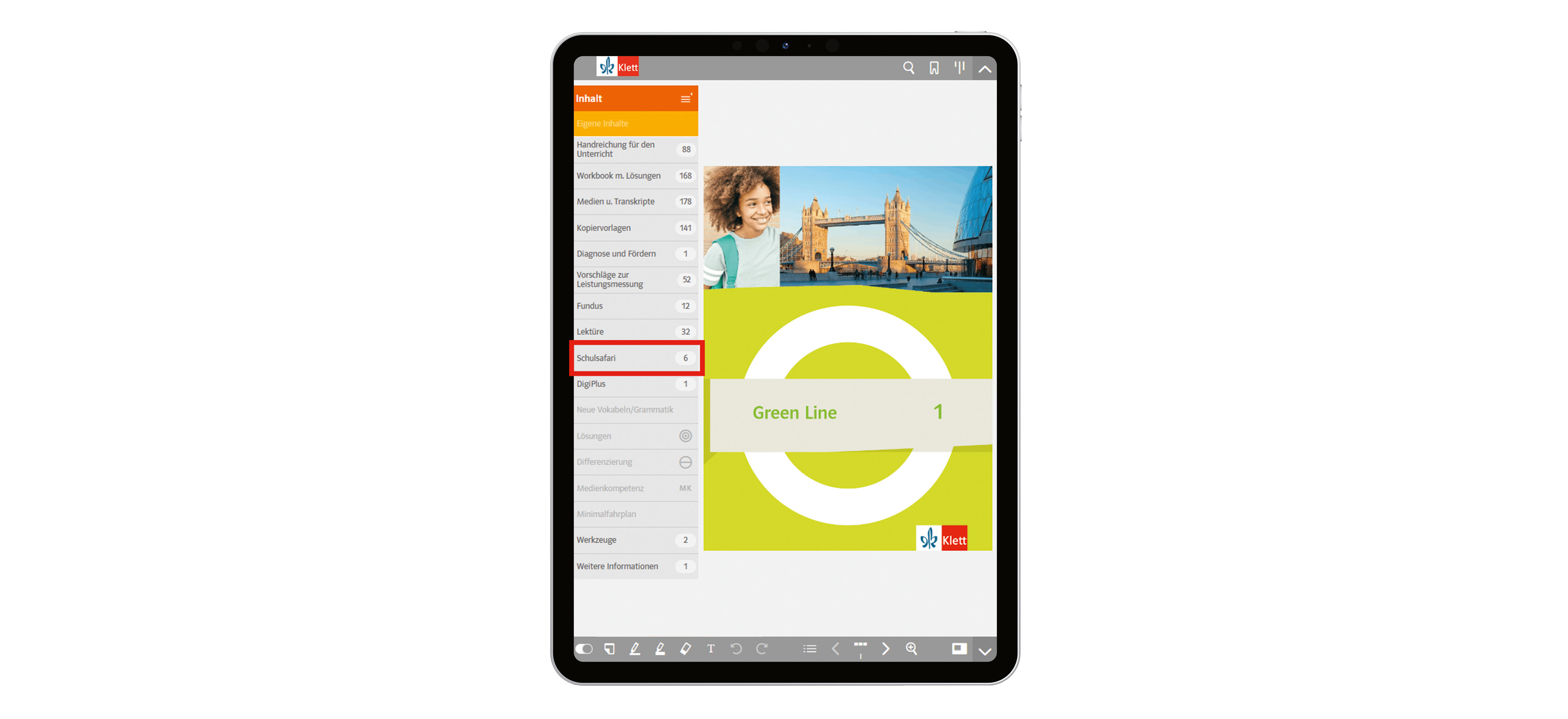 Tablat mit Ansicht digitaler Unterrichtsassistent