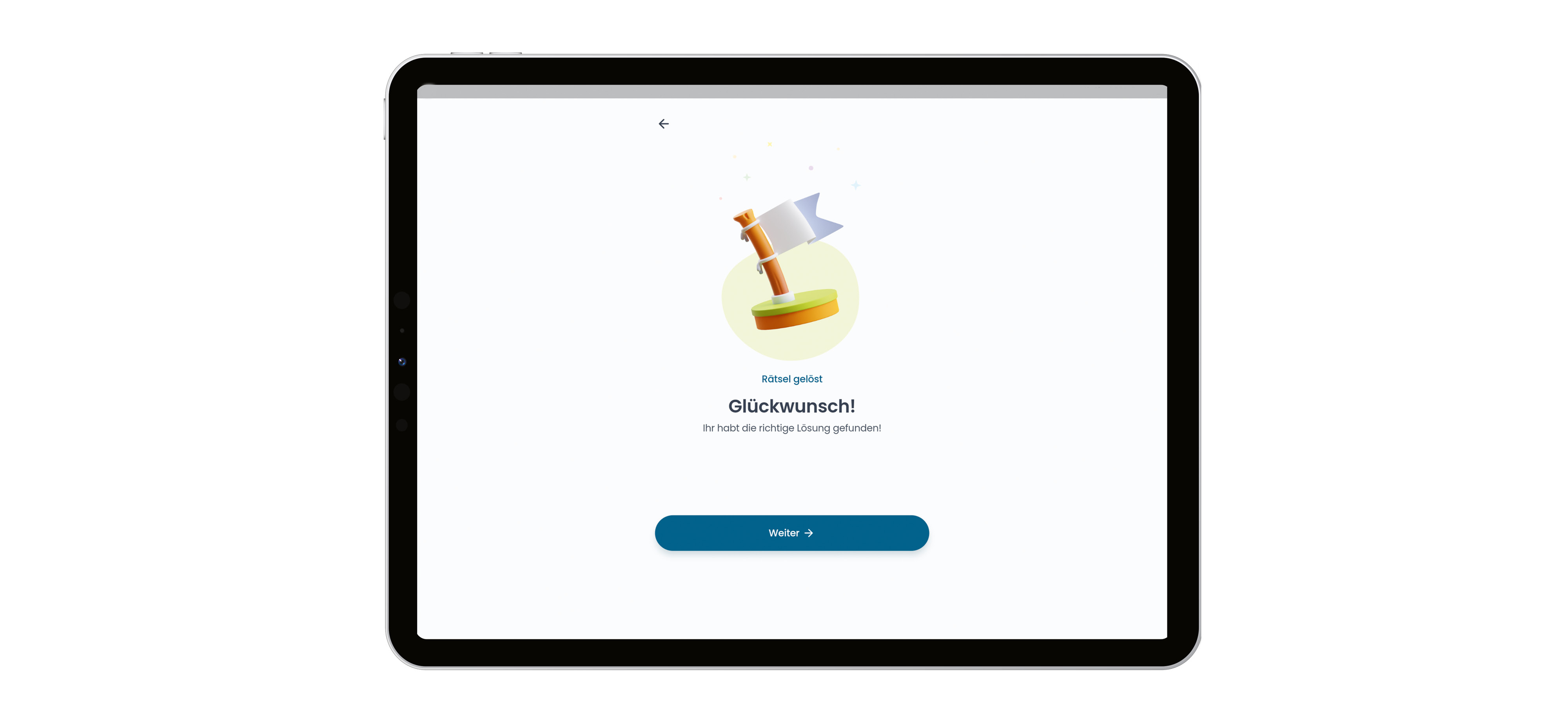 Tablet mit Beispiel nicht korrekter Lösung der Aufgabe in der App