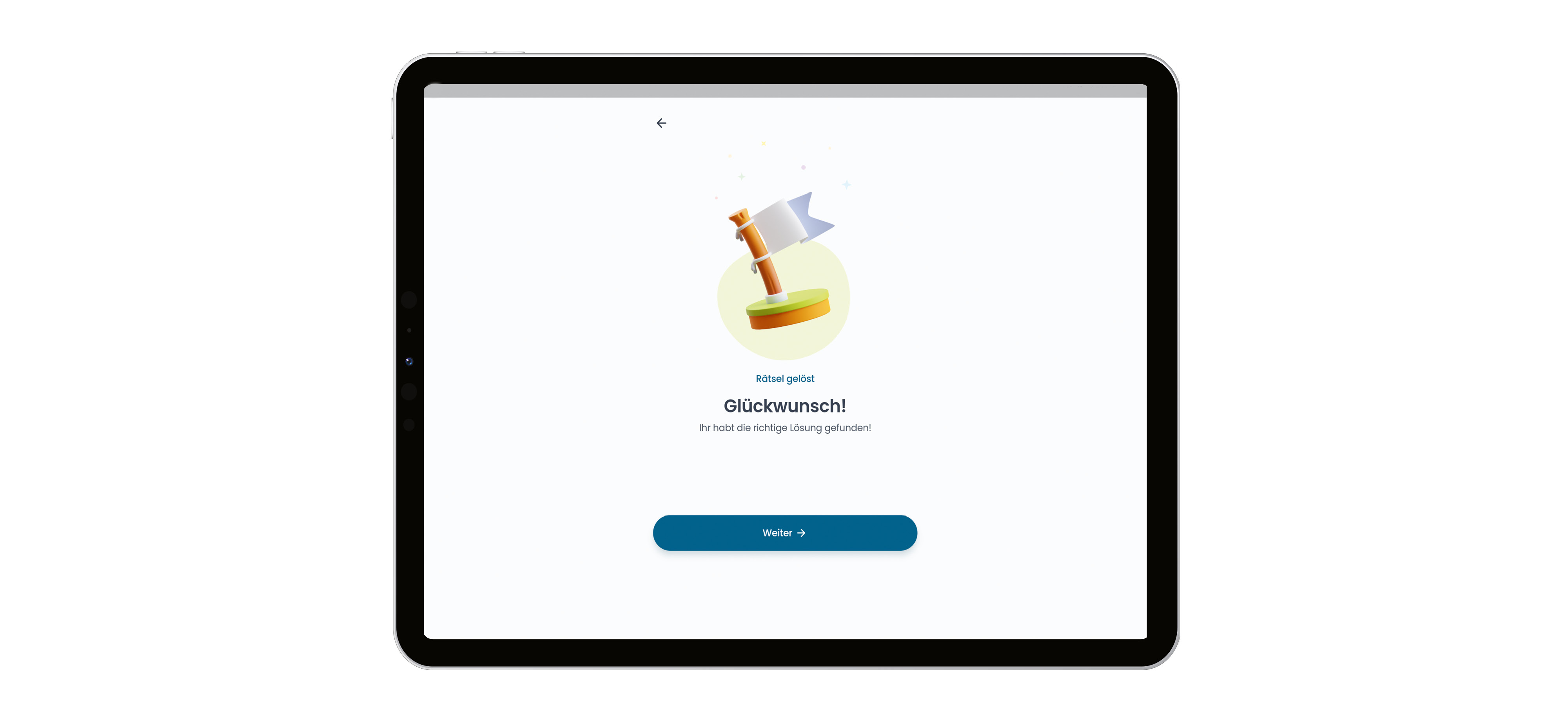 Tablet mit Beispiel nicht korrekter Lösung der Aufgabe in der App