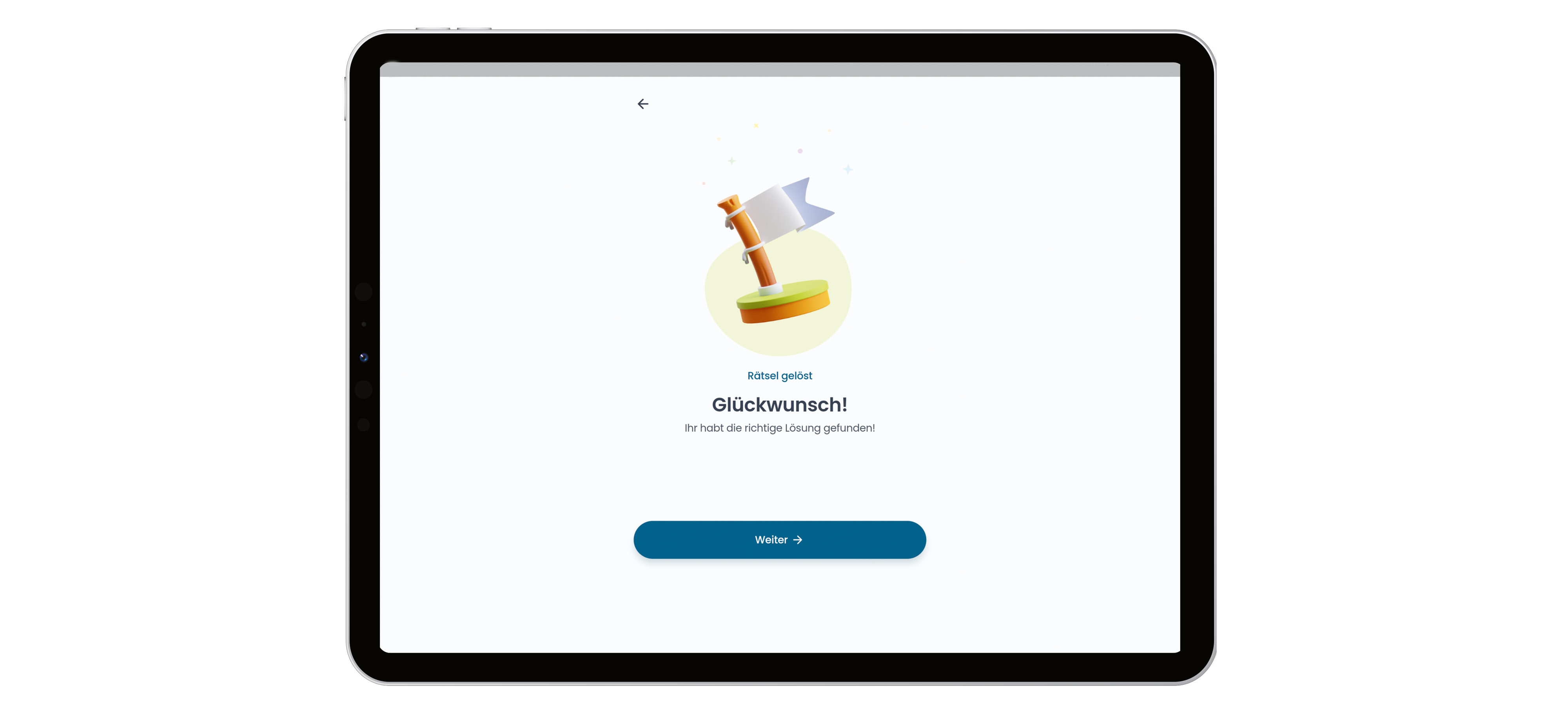 Tablet mit Beispiel korrekter Lösung
