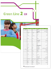 Buchcover von „Green Line 2 G9“ und Vorschaubild einer Vokabelliste „Zu Band 2“
