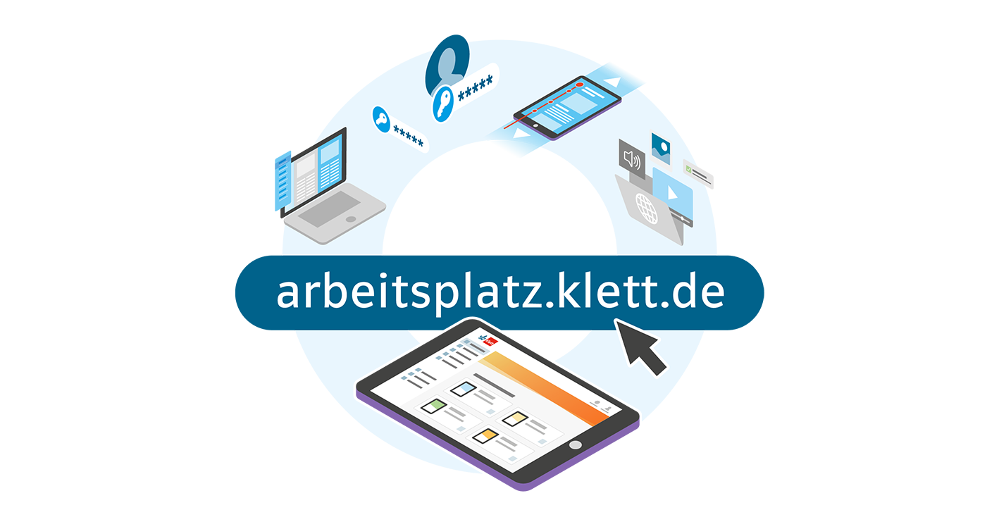 Illustration eines PCs mit Anmeldefenster zu Mein Klett und schüler.klett.de Illustration eines PCs mit Anmeldefenster zu Mein Klett und schüler.klett.de