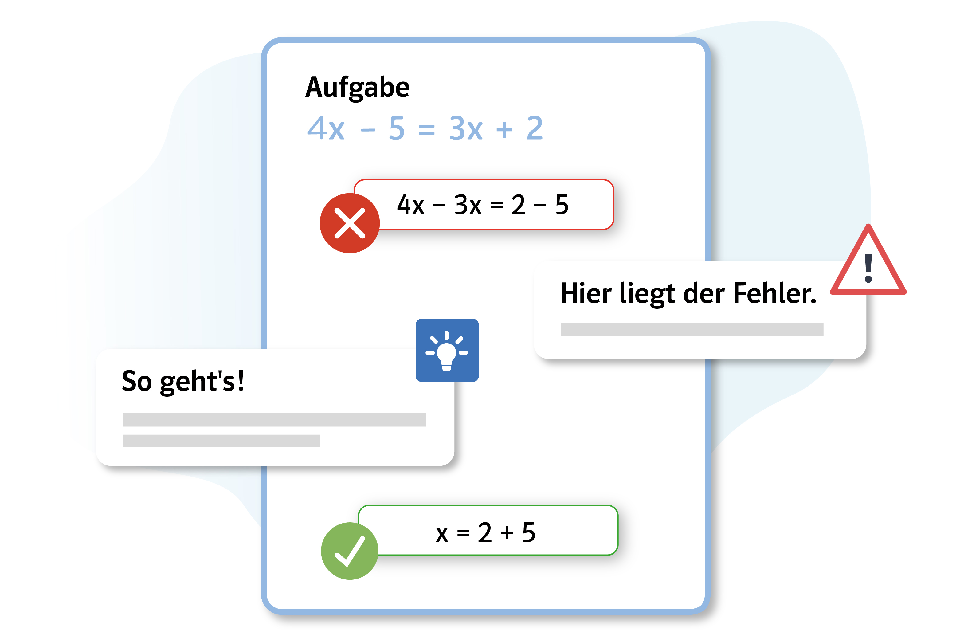 Aufgabe mit einer falschen Eingabe, Fehlererkennung und Hinweis Aufgabe mit einer falschen Eingabe, Fehlererkennung und Hinweis