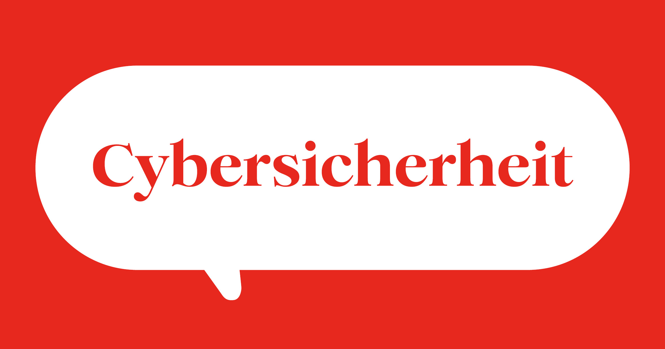 Weiße Sprechblase auf rotem Hintergrund mit Text Cybersicherheit Weiße Sprechblase auf rotem Hintergrund mit Text Cybersicherheit