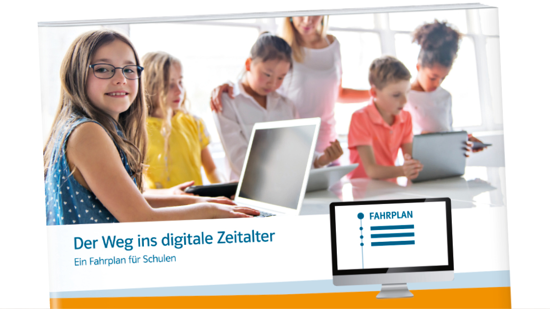 Vorschaubild einer Broschüre zu „Der Weg ins digitale Zeitalter Ein Fahrplan für Schulen“