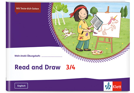 Cover des Anoki-Übungshefts „Read and Draw 3 Schrägstrich 4“