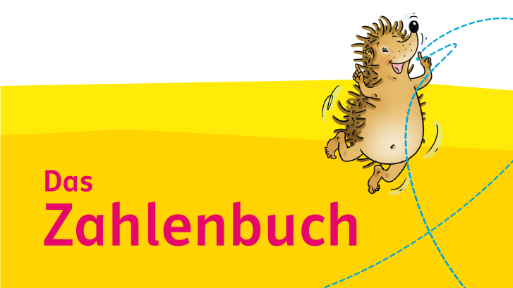 Illustration des Igels mit dem Text „Das Zahlenbuch“