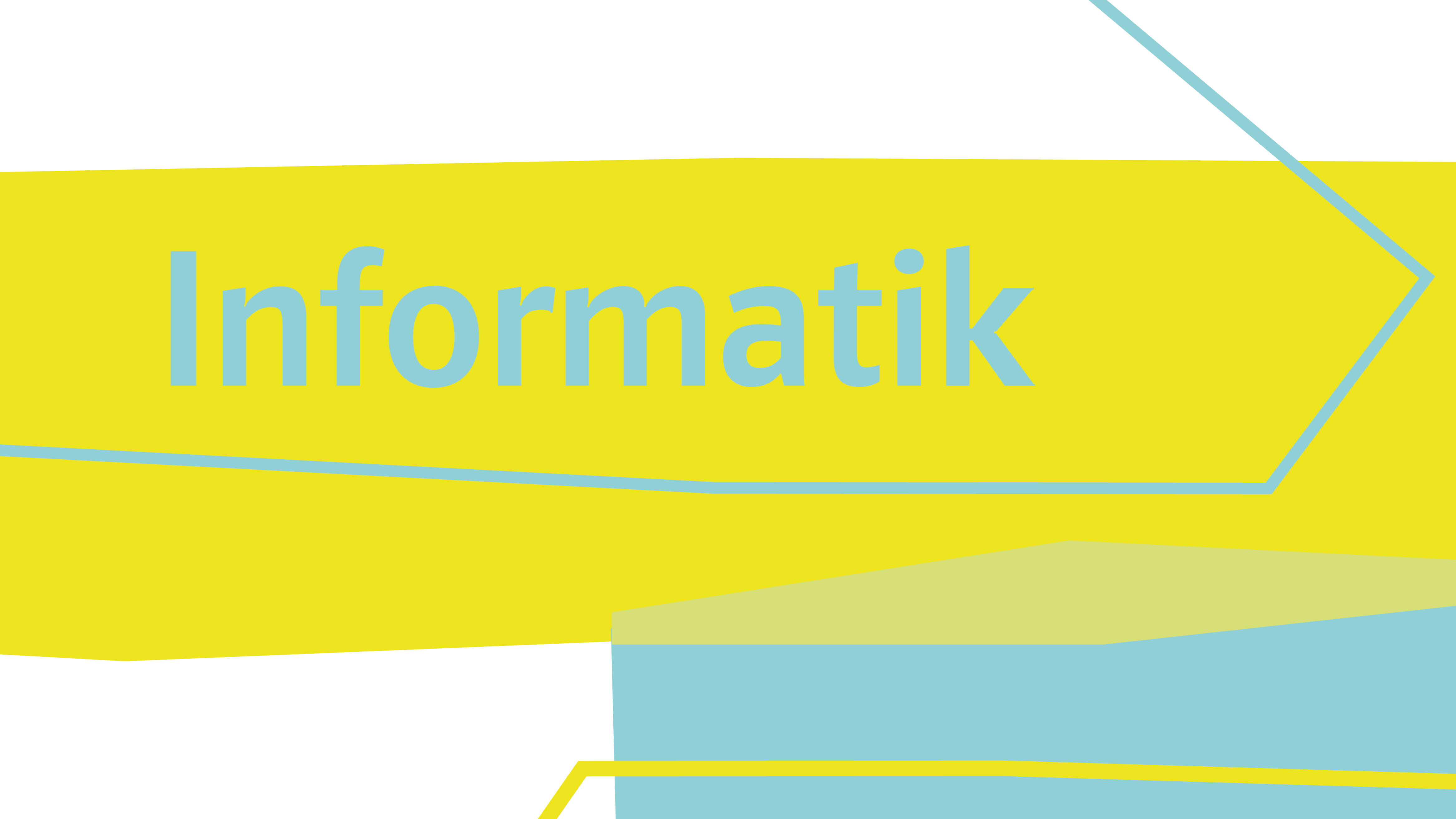 Illustration eines bunten Hintergrunds mit Linien und mit dem Text „Informatik“