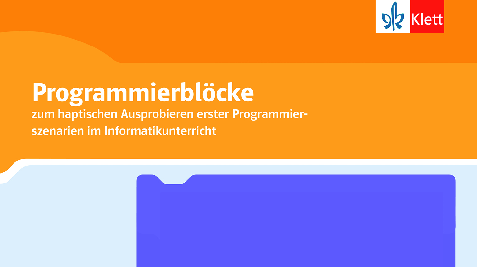 Schriftzug 'Programmierblöcke' auf orangefarbenem Hintergrund Schriftzug 'Programmierblöcke' auf orangefarbenem Hintergrund
