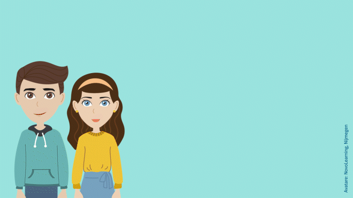 Animierte Illustration eines Jungen und eines Mädchens mit dem Logo „Dialogtraining“