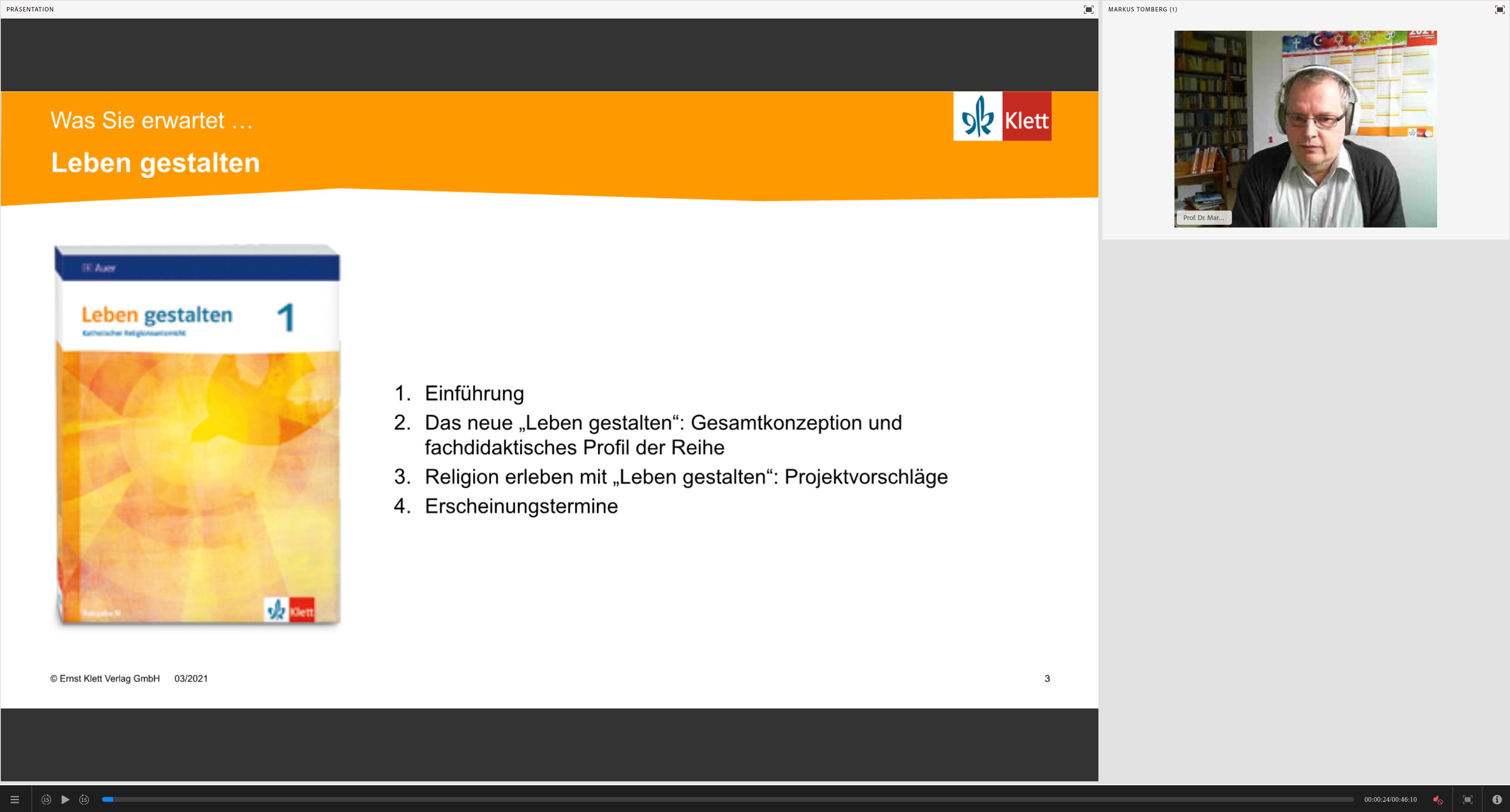 Vorschaubild eines Live-Mitschnitts eines Online-Seminars zu „Religion erleben mit Leben gestalten“