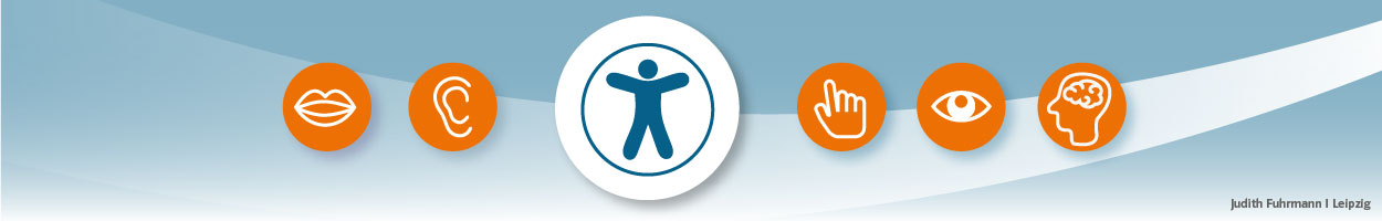 Illustration mit Icons für Barrierefreiheit 