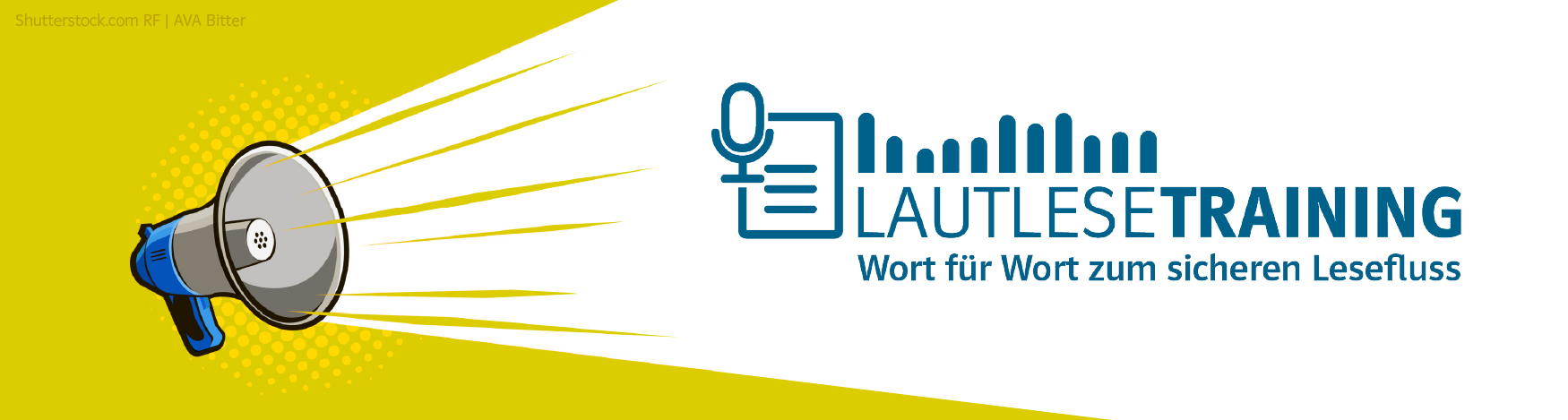 Abbildung Lautsprecher links, rechts Text: Lautlesetraining – Wort für Wort zum sicheren Lesefluss