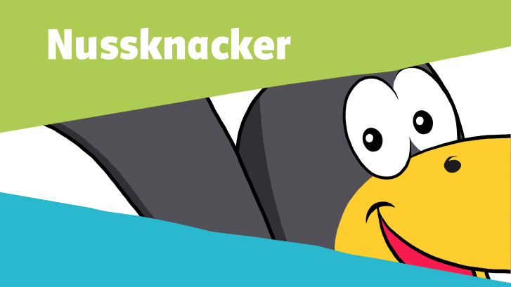 Illustration des Rabens mit dem Text „Nussknacker“