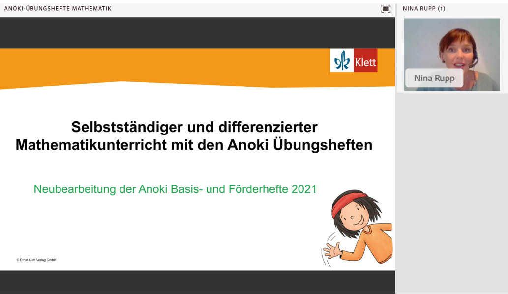 Vorschaubild eines Live-Mitschnitts eines Online-Seminars zu „Die neuen Anoki-Übungshefte Mathematik“