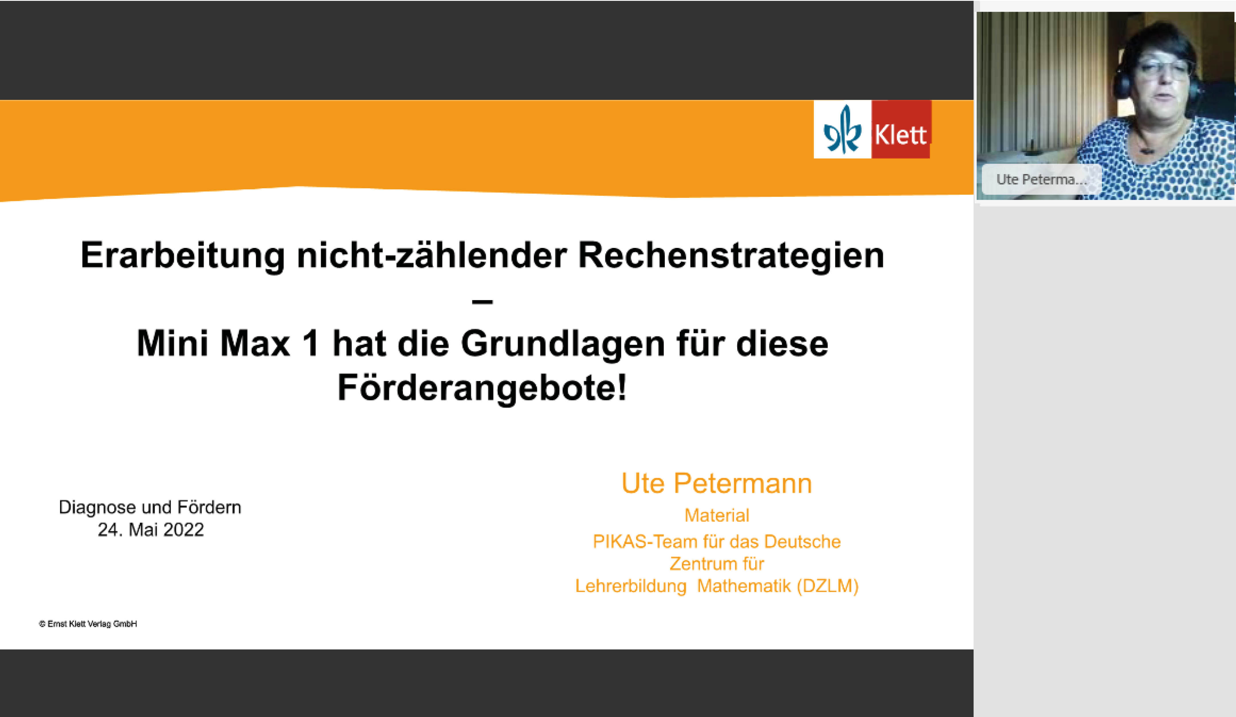 Vorschaubild eines Live-Mitschnitts eines Online-Seminars zu „Erarbeitung nicht-zählender Rechenstrategien“