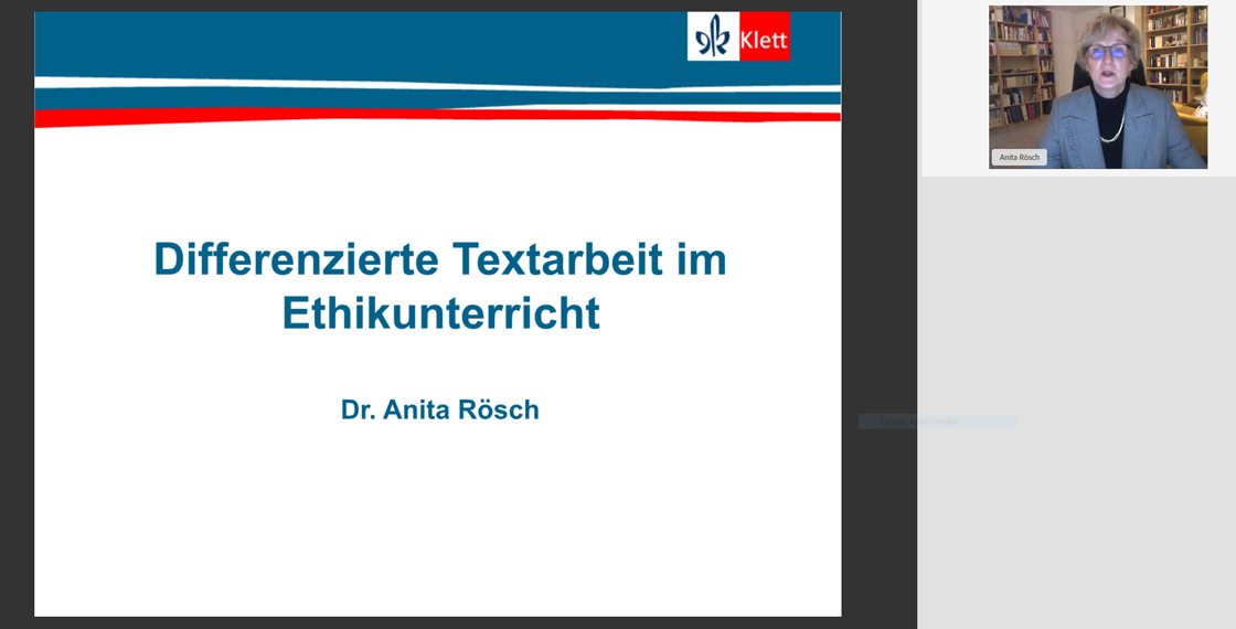 Vorschaubild eines Live-Mitschnitts eines Online-Seminars zu „Differenzierte Textarbeit im Ethikunterricht“