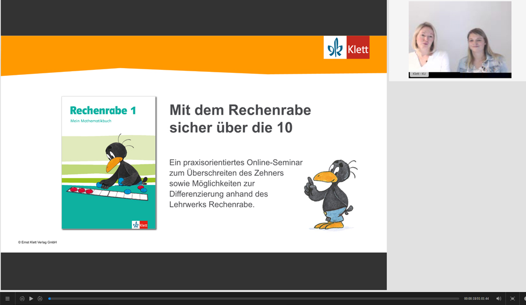 Vorschaubild eines Live-Mitschnitts eines Online-Seminars zu „Mit dem Rechenraben sicher über die 10“