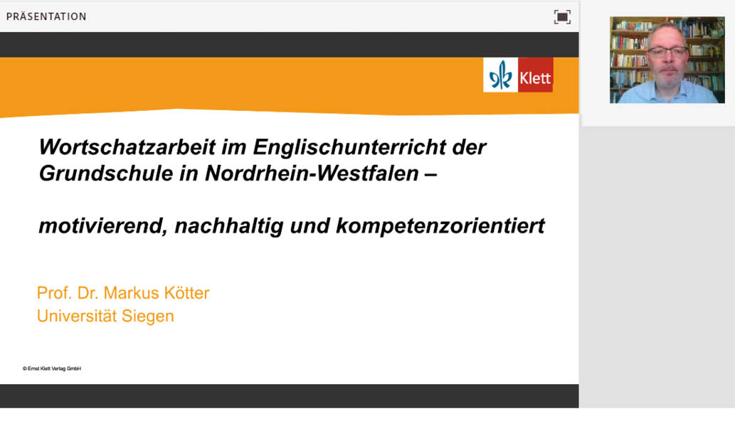 Vorschaubild eines Live-Mitschnitts eines Online-Seminars zu „Wortschatzarbeit im Englischunterricht“