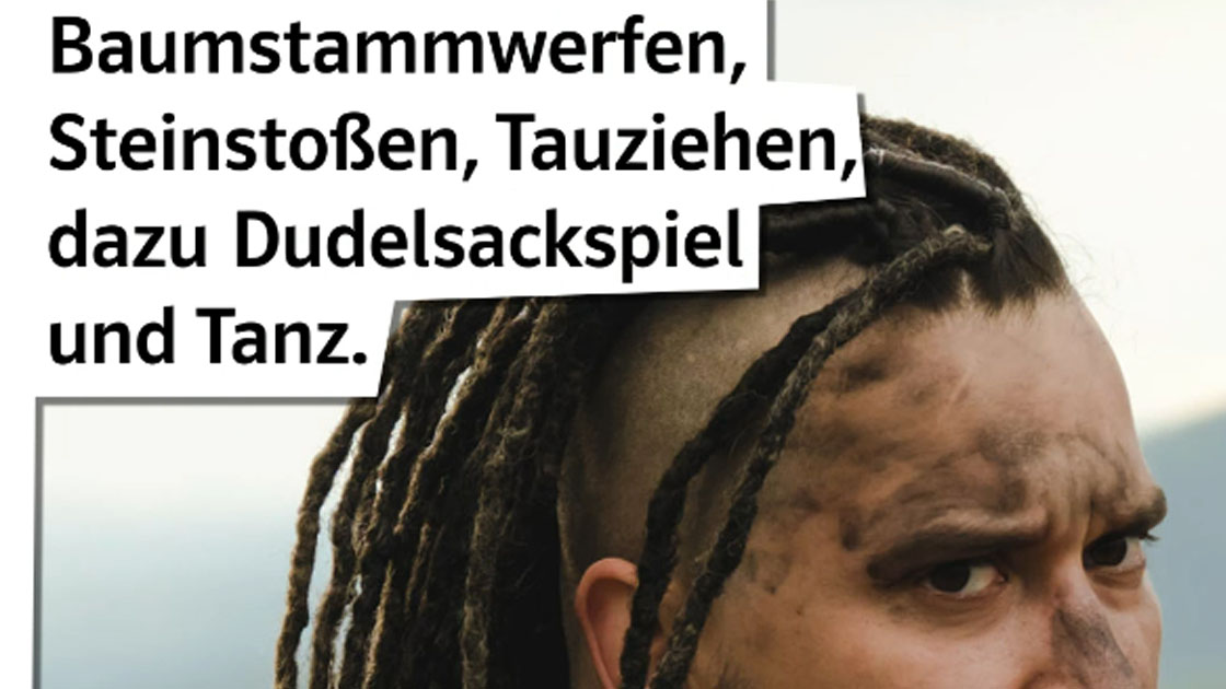Mann im Schottenrock bei den Highland Games Mann im Schottenrock bei den Highland Games