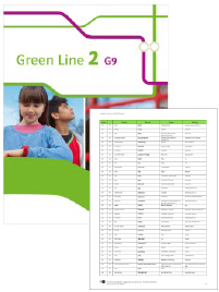 Buchcover von „Green Line 2 G9“ und Vorschaubild einer Vokabelliste „Zu Band 2“