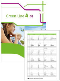 Buchcover von „Green Line 4 G9“ und Vorschaubild einer Vokabelliste „Zu Band 4“