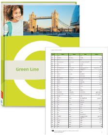 Buchcover von „Green Line“ und Vorschaubild einer Vokabelliste „Zu Band 1“ Buchcover von „Green Line“ und Vorschaubild einer Vokabelliste „Zu Band 1“