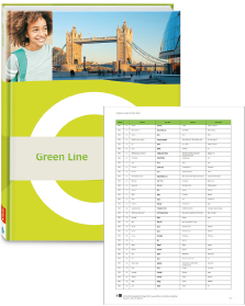 Buchcover von „Green Line“ und Vorschaubild einer Vokabelliste „Zu Band 1“ Buchcover von „Green Line“ und Vorschaubild einer Vokabelliste „Zu Band 1“