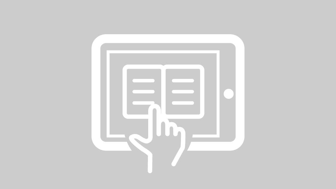 Illustration eines Tablets mit eBook Anwendung vor einem grauen Hintergrund Illustration eines Tablets mit eBook Anwendung vor einem grauen Hintergrund