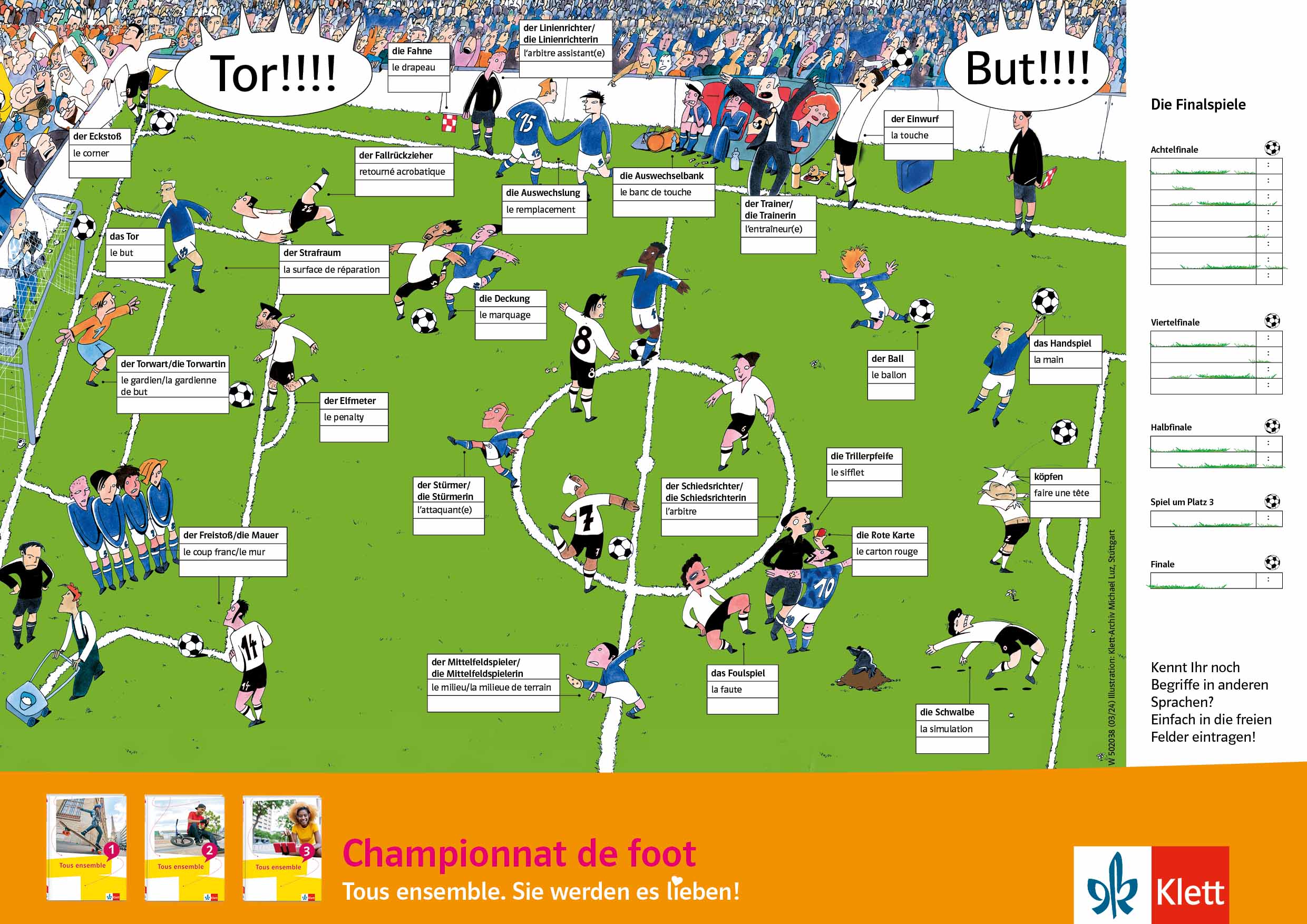 Vorschaubild eines Posters zu „Championnat de foot“ mit einer Illustration eines Fußballstadions mit Fußballern und Fans