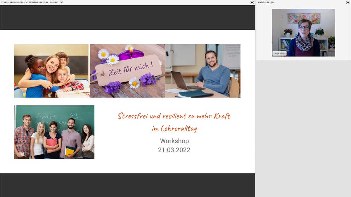 Vorschaubild eines Live-Mitschnitts eines Online-Seminars zu „Stressfrei und resilient zu mehr Kraft im Lehreralltag“