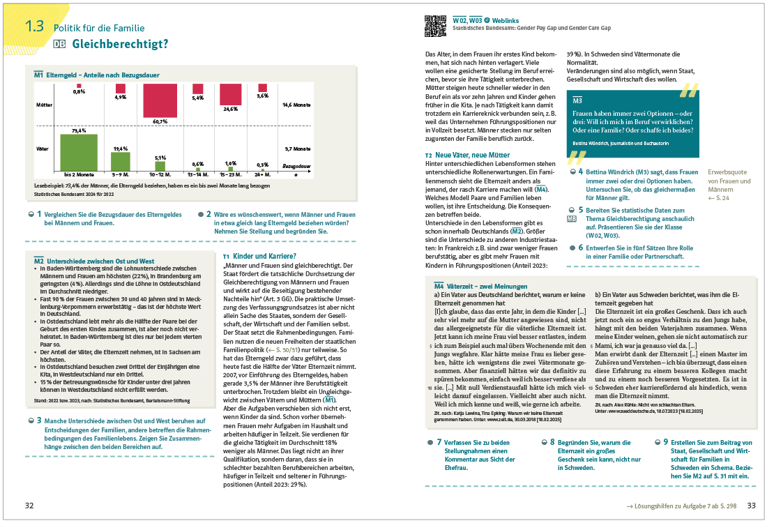 Beispielhafte Darstellung einer Themen-Doppelseite aus dem Schulbuch Zeitfragen Ausgabe 2026