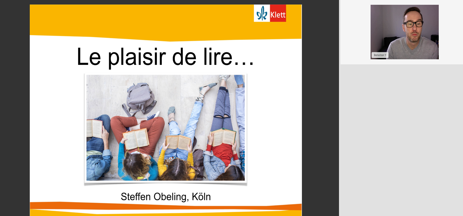 Vorschaubild eines Live-Mitschnitts eines Online-Seminars zu „Le plaisir de lire“