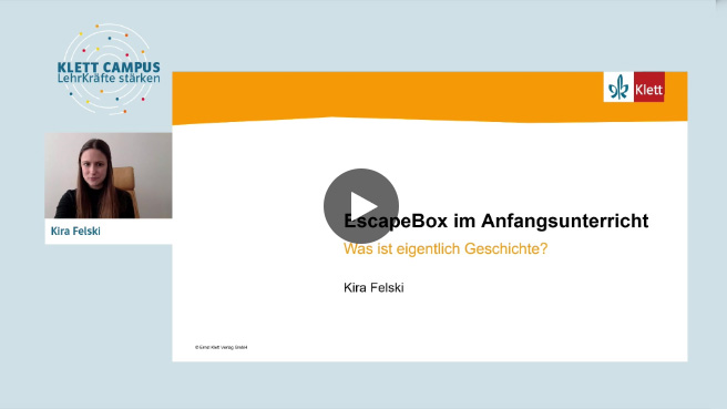 Vorschaubild eines Live-Mitschnitts eines Online-Seminars zu „EscapeBox im Anfangsunterricht Geschichte“