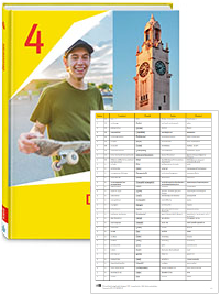 Buchcover von „Découvertes 4“ und Vorschaubild einer Vokabelliste „Zu Band 4“