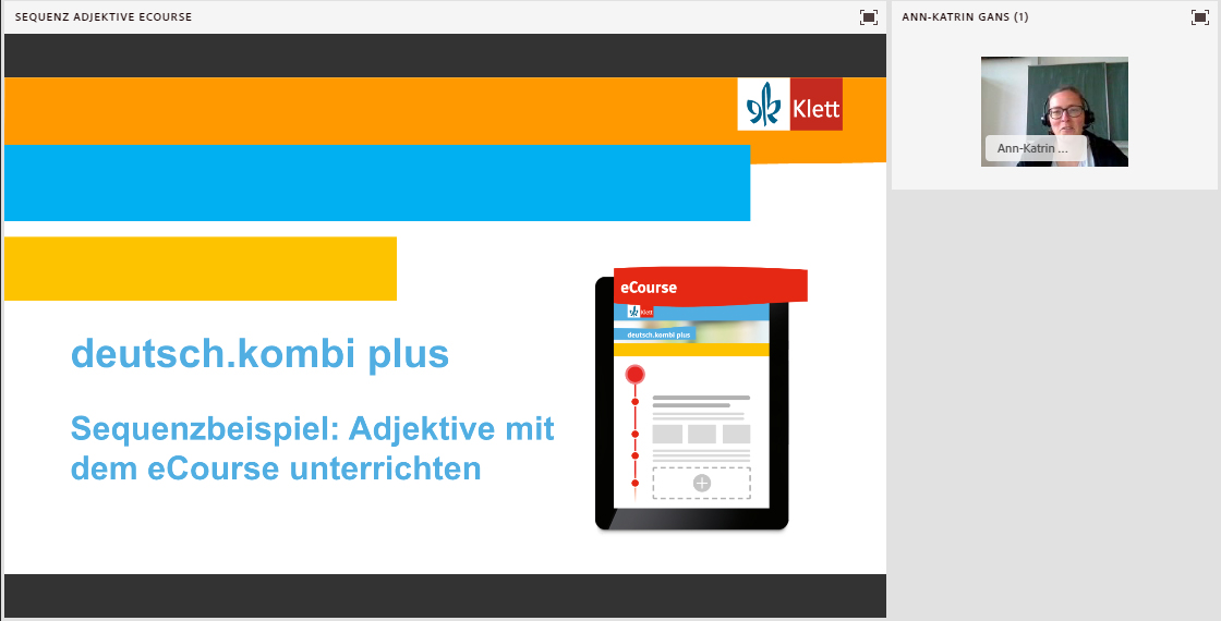 Vorschaubild eines Online-Seminars zu „Sequenzbeispiel: Adjektive mit dem eCourse unterrichten“