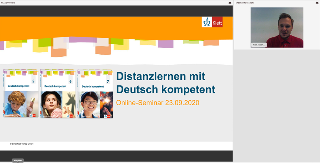 Vorschaubild eines Live-Mitschnitts eines Online-Seminars zu „Distanzlernen mit Deutsch kompetent“