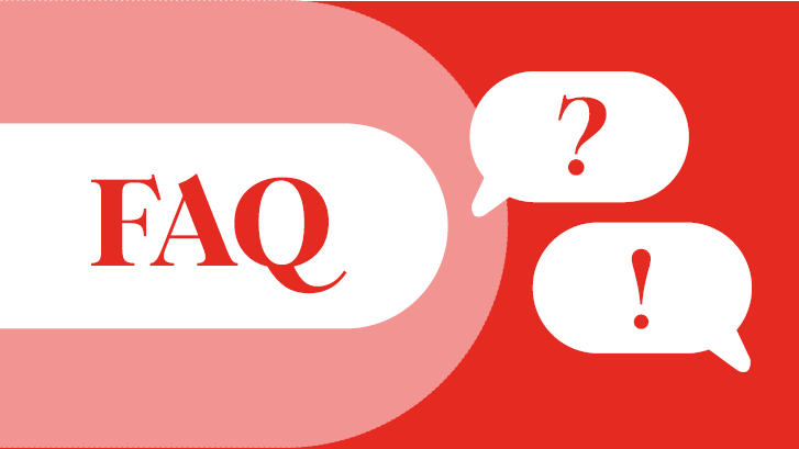 Illustration von Sprechblasen, die ein Fragezeichen und ein Ausrufezeichen enthalten, mit dem Text „FAQ“ Illustration von Sprechblasen, die ein Fragezeichen und ein Ausrufezeichen enthalten, mit dem Text „FAQ“