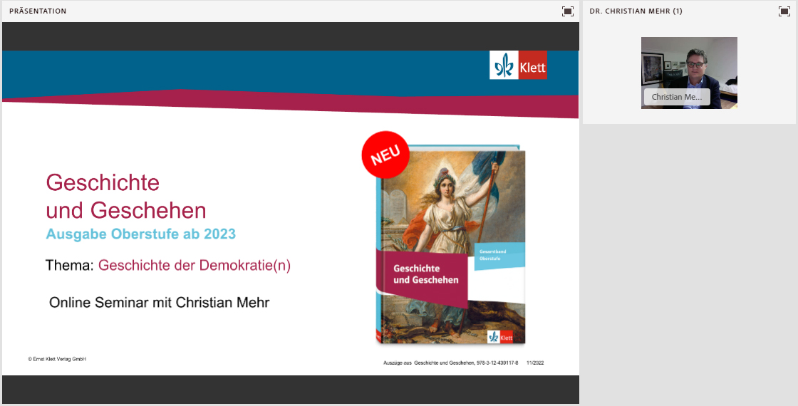 Vorschaubild eines Online-Seminars zu „Geschichte und Geschehen Oberstufe“