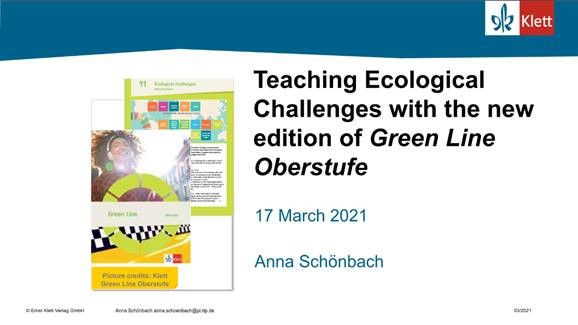 Vorschaubild eines Online-Seminars zu „Teaching Ecological Challenges with the new edition of Green Line Oberstufe“
