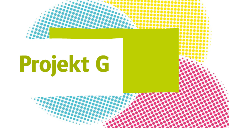 Illustration mehrerer schraffierter Flächen mit dem Text „Projekt G“ 