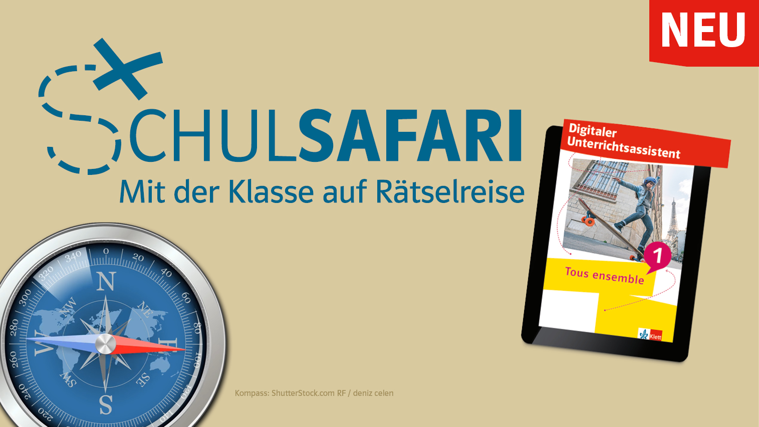 Hinweise, dass Schulsafari jetzt auch im Digitalen Unterrichtsassistenten von Tous ensemble intergriert ist.
