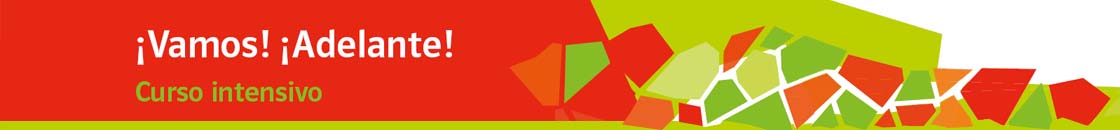 Illustration eines bunten Hintergrunds mit dem Text „¡Vamos! ¡Adelante! Curso intensivo“ Illustration eines bunten Hintergrunds mit dem Text „¡Vamos! ¡Adelante! Curso intensivo“
