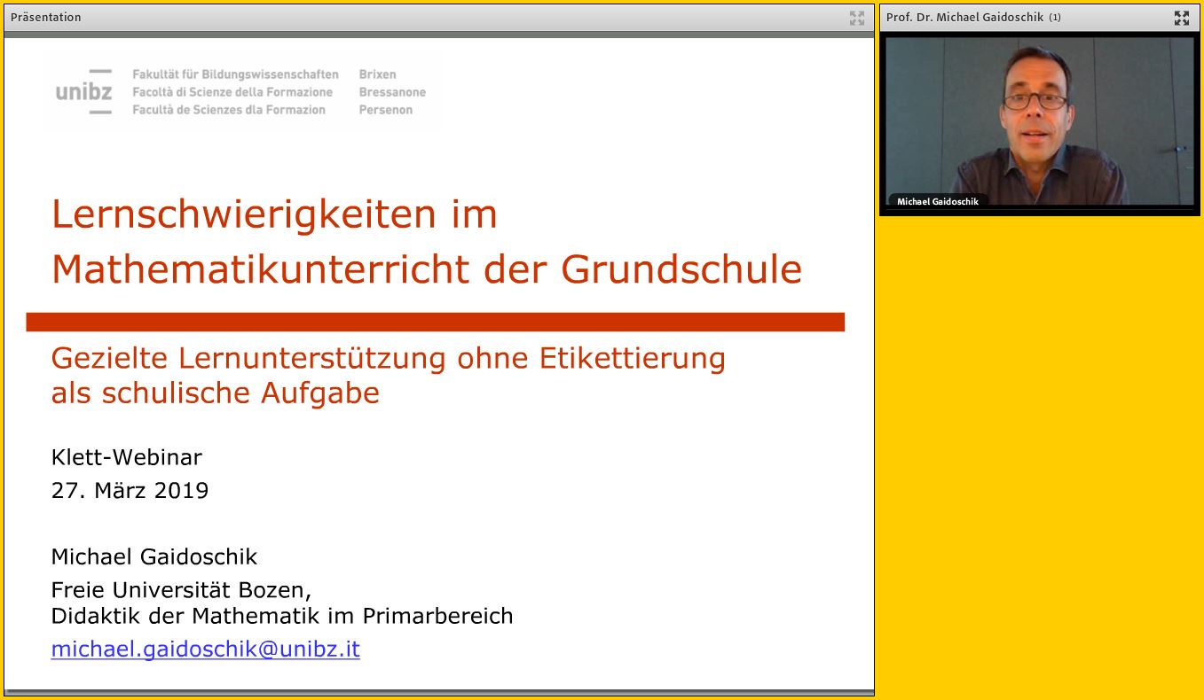 Vorschaubild eines Live-Mitschnitts eines Online-Seminars zu „Lernschwierigkeiten im Mathematikunterricht Grundschule“