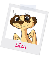 Polaroidfoto mit der Illustration des Erdmännchens „Lilou”